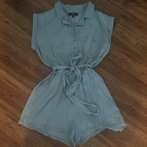 Lulu's Blue Jean Shorts Romper